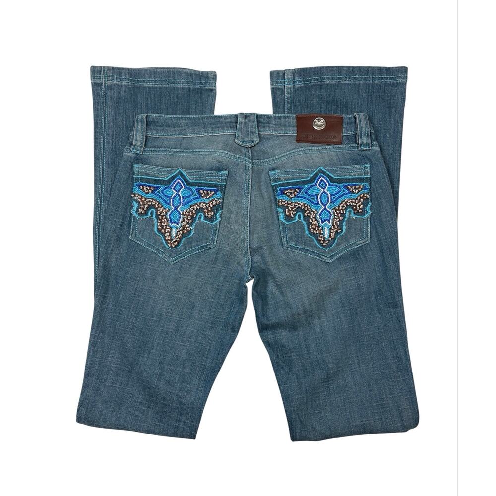 Antik Denim Low Rise Bootcut Jeans Women's 28 Beaded Pockets Southwestern Unique